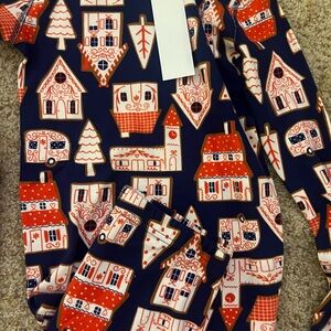 Hanna Andersson Holiday Christmas winter Navy and Red House Print Pajamas